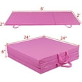 thumbnail image 3 of YYEAN Non-Slip Tri-Fold Gym Mat 6'x2'x2" with Handles - Folding Exercise Mat for Yoga, Stretching, MMA & Tumbling - Gymnastics Fitness Mat-Pink, 3 of 7