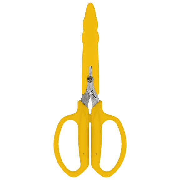 Zenport ZS102 Floral Scissors With Safety Cap, 2.75 Inch Carbon Steel Blades, Yellow - 3 Pack