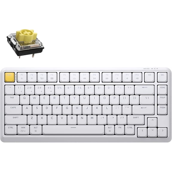 Keychron KJ1 Low Profile Wireless Mechanical Keyboard, 2.4 GHz Bluetooth QMK 75% Layout RGB, Hot-swappable Banana Switch Compatible with Mac Windows Linux, 2000mAh Fast Charge for Gaming - White