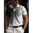 thumbnail image 5 of Men's Mesh Fabric Polo Shirt Button Up Polo Lapel Polo Shirt Golf Shirt Plaid Graphic Prints Geometry Street Casual Short Sleeve, 5 of 6