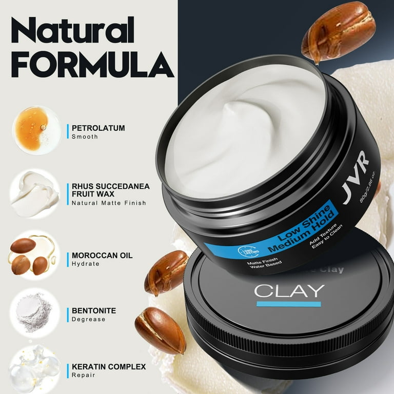 JVR Hair Clay, Medium Hold Matte Finish, 2.86oz, For All