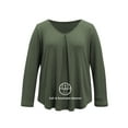thumbnail image 3 of TEMOFON Womens Long Sleeve Plus Size Pleat Design Tops Casual Crewneck Shirts Waffle Knit Tops, 3 of 5