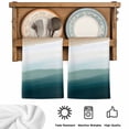 thumbnail image 6 of Blue Beach Gradient Kitchen Towels Set of 3, Boho Sea Waves Ombre Abstract Soft Microfiber Dish Towels, Absorbent Quick-Dry Washable Dishcloths for Kitchen Cleaning, Drying Dishes, 18x28 Inches, 6 of 9