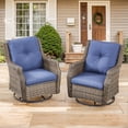 thumbnail image 5 of POCASSY Outdoor Rocking Chairs Swivel Chairs Set of 2, All Weather Wicker Rattan Patio Furniture Set Patio Chairs with 360° Swivel Chair for Balcony, Garden, Porch, Pool and Backyard, Blue, 5 of 9