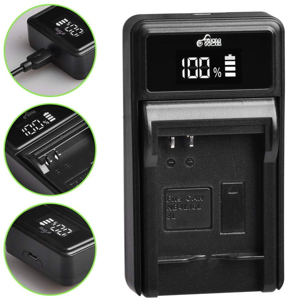 Pickle Power 2 Pack NB6L NB6LH Batteries and LED Battery Charger for