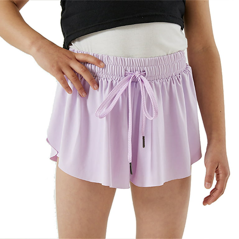 5-12T Girls Flowy Shorts with Spandex Liner 2-in-1 Youth Butterfly