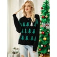 thumbnail image 4 of Women'S Ugly Funny Christmas Sweaters Long Sleeve Knit Pullover Sweater Cute Reindeer Tree Snowflake Sweater Black S, 4 of 8