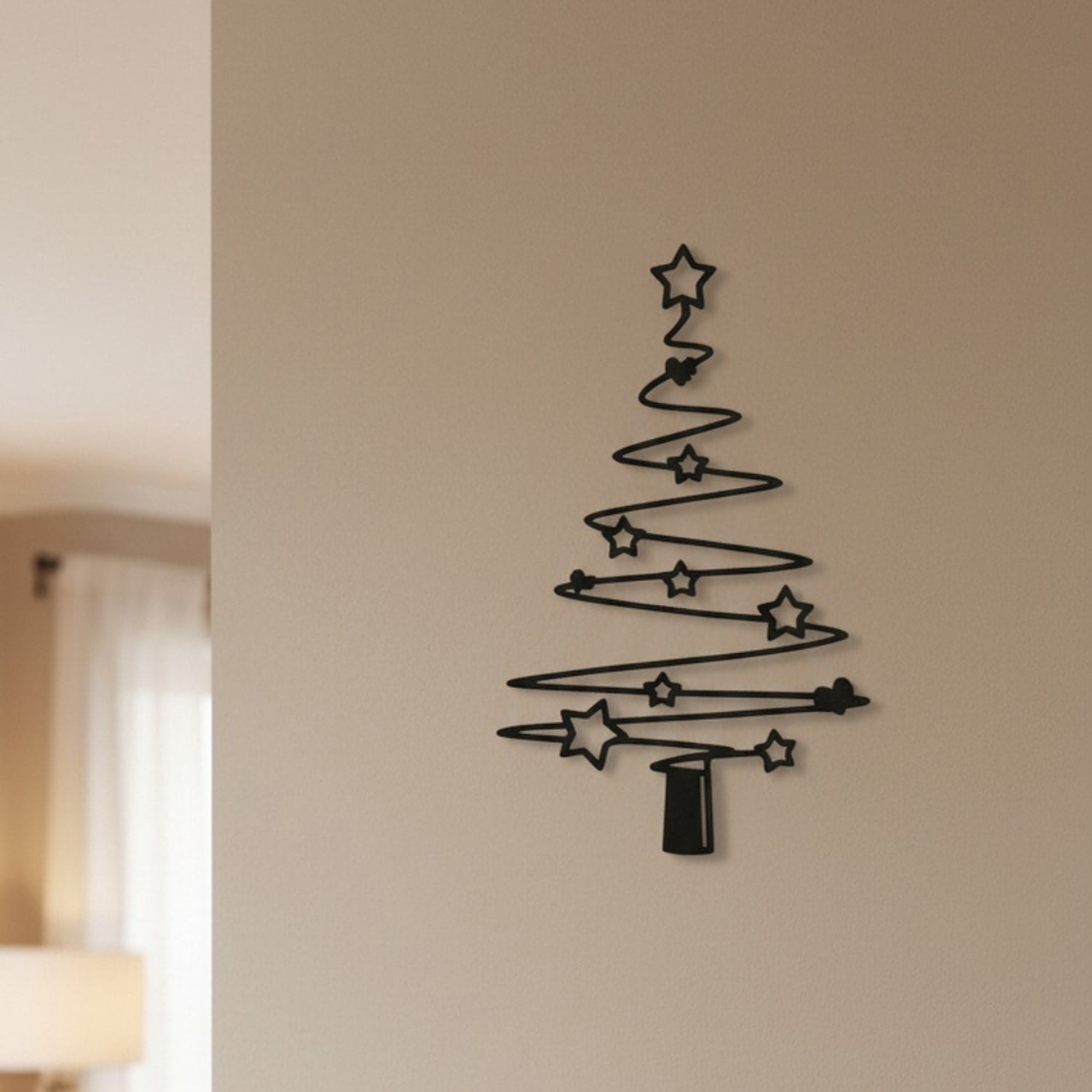 Rustic Metal Christmas Tree Wall Decor, Rust-Resistant Holiday Sign for Indoor and Outdoor Use, Farmhouse Style Winter Accent for Patio, Garden, Living Room