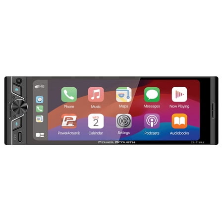 Power Acoustik CP-71WAK Single DIN 6.5" Color Touchscreen Car Stereo with Bluetooth Connected Apple CarPlay   Android Auto