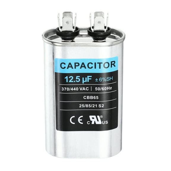 Uxcell 12.5MFD CBB65 Run Start Capacitor 12.5uF, 370/440V Oval AC Capacitor for AC Motor Run, HVAC, Air Conditioner, Condenser Motors
