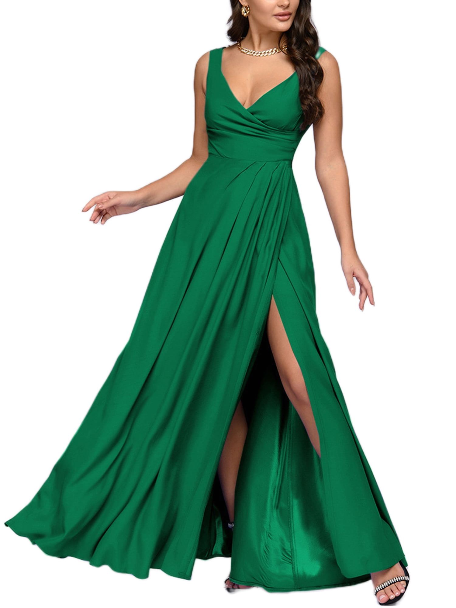 Wrcnote Women Ball Gown Sleeveless Maxi Dresses Solid Color Long Dress ...