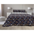 thumbnail image 1 of Lemur Comforter & Sham Bedding Set, Exotic Tiger Leopard Madagascar Monkey Chains Abstract Repeating Pattern, 3 pcs Duvet Set Microfiber Filling Quilt, 5 Sizes, Apricot Dark Navy Blue, by Ambesonne, 1 of 4