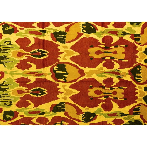 Ahgly Company Indoor Rectangle Abstract Yellow Modern Area Rugs, 6' x 9'