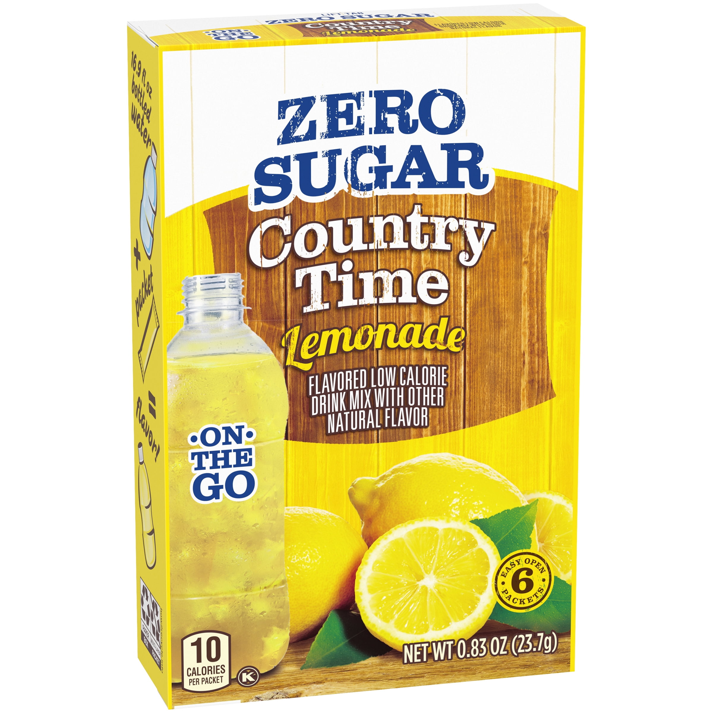 Country Time Lemonade OnTheGo Zero Sugar Flavored Low Calorie Powder Drink Mix, 6 ct Packets