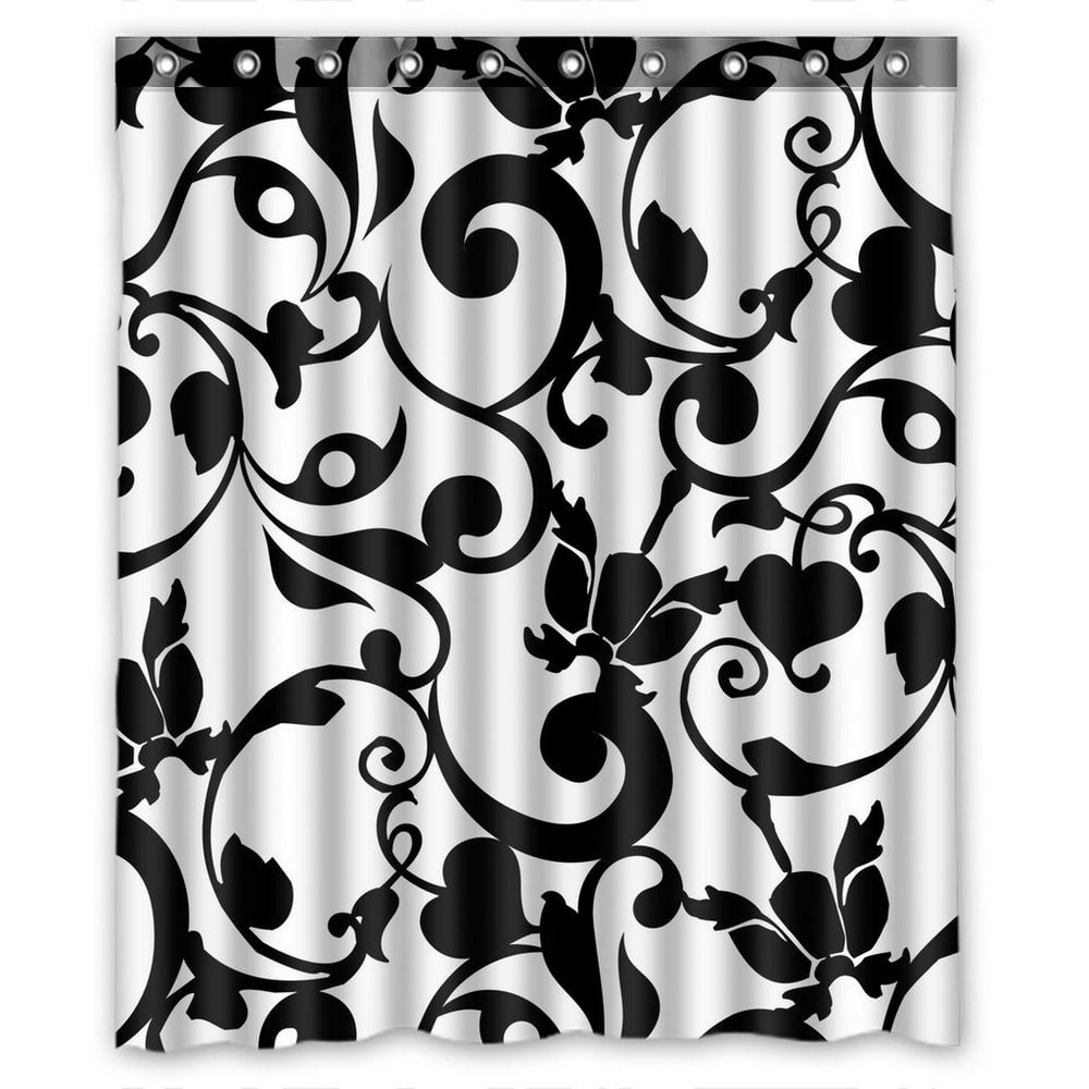 GCKG Black and White Damask Classic Vintage French Floral Swirls
