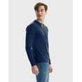thumbnail image 3 of Hanes Beefy-T Men's Long Sleeve Henley Navy Heather M, 3 of 5