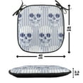 thumbnail image 4 of Skull Chair Seating Cushion Set of 12, Skulls and Geometric Shapes with Vertical Stripes Optical Effects Illustration, Seat Pads with Anti-slip Backing, 16"x16", Navy Blue White, by Ambesonne, 4 of 7