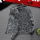 thumbnail image 3 of Chaqueta vaquera negra con botones para otoño para hombre, chaqueta vaquera blanca con estampado de letras, abrigo para hombre, lavado rojo G, estética de bajo coste al precio más bajo, 3 of 5