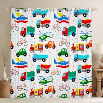 Manfei Colorful Cartoon Cars Black Out Curtains,Modern Aircraft Aitplane Curtains Pack of 2 (42x63 Each),Cute Multicolor Stars Bedroom Curtains For Boys Girls,Super Cozy Room Decor