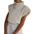 thumbnail image 1 of EASTIN Femmes Pull-Over Col Roulé Manches en Tricot Débardeurs Épaulettes Streetwear, 1 of 9