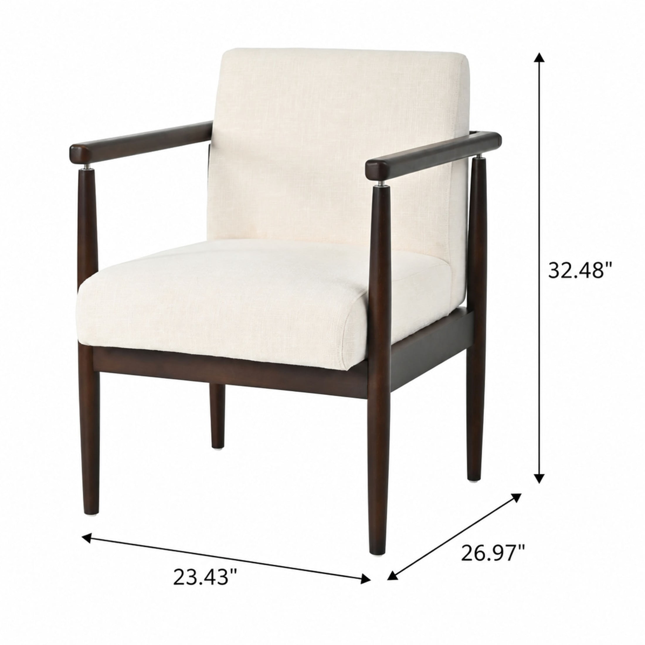 Christopher Knight Home Mid-Century Modern Upholstered Dining Armchairs, Wood Frame, Beige+Walnut, Set of 2