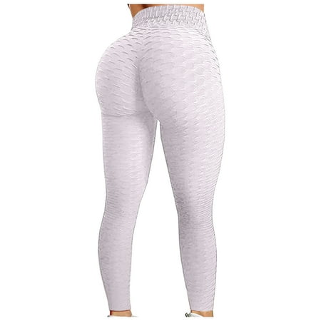 

JERDAR Women s Bubble Hip Lifting Exercise Fitness Running High Waist Yoga Pants Light Weight Loose Comfy Soft High Waisted Casual Pajama Yoga Pants White S