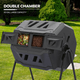 thumbnail image 5 of MoNiBloom 43 Gallon Dual Chamber Compost Tumbler, Outdoor Tumbling Rotating Compost Bin, Tumbling Composter with 2 Sliding Doors and Gloves, BPA Free, Black, 5 of 10