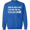 thumbnail image 2 of OXI Crewneck Sweatshirt - To Stay Away From Me,Basic Casual Sweatshirts for Men's and Women Fleece Sweatshirt Long Sleeve- Royal Blue Large, 2 of 2