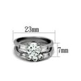 thumbnail image 4 of His and Her 3pc Stainless Steel 1.95 Ct Cz Bridal Ring Set and Men Beveled Edge Band Women's Size 06 Men's 06mm Size 12, 4 of 6