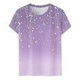 thumbnail image 4 of Puntoco Liquidación de blusas cortas para mujer Blusas estampadas de moda para mujer Camiseta de manga corta Cuello redondo, 4 of 4