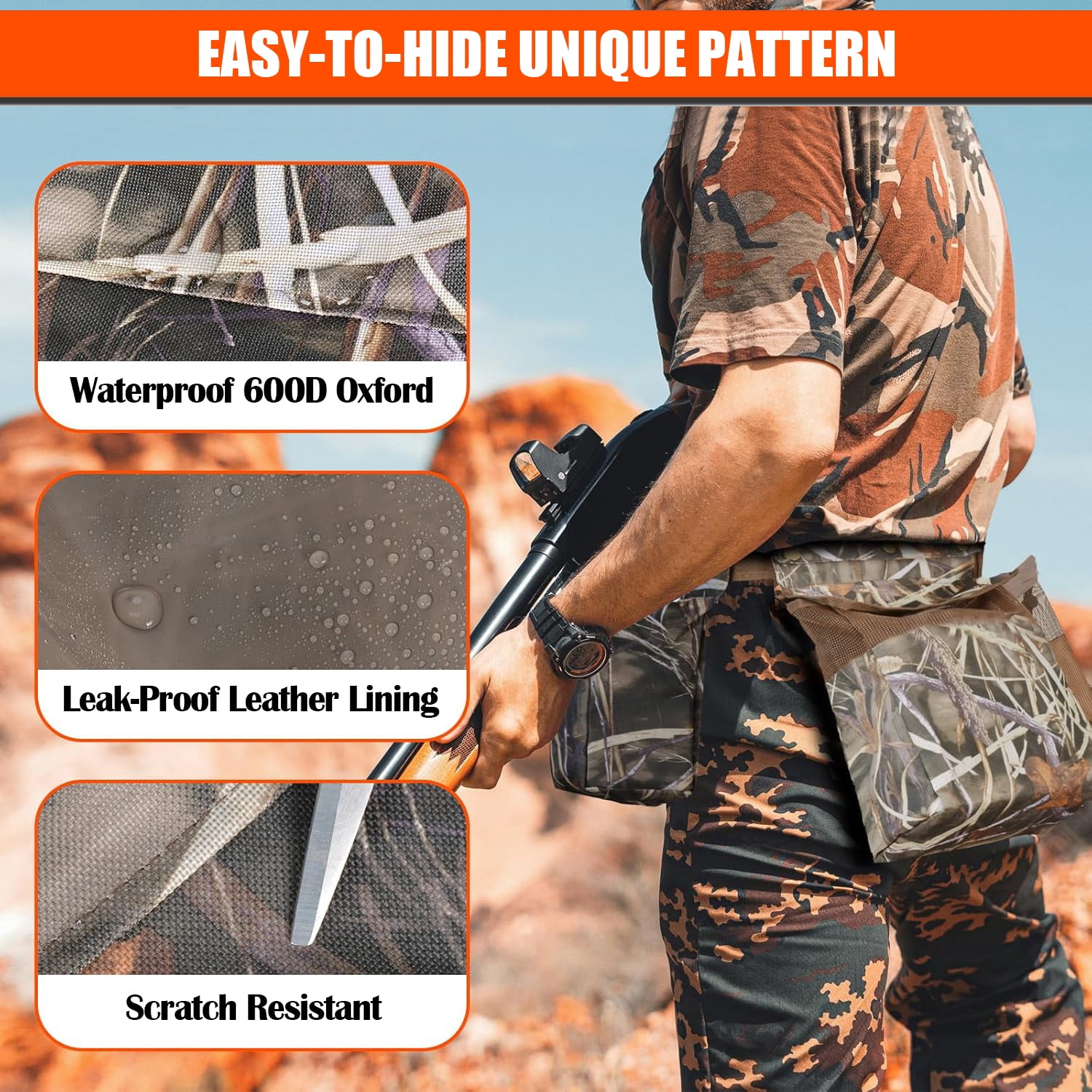 IC ICLOVER Multi-Pocket Dove Hunting Belt, Adjustable Dove Belts with Game Pouch Shell Bags Bottle Carrier