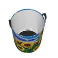 thumbnail image 3 of Haiem Landscape With Sunflowers Leather Dirty Clothes Laundry Basket,Sturdy & Waterproof,Collapsible Round Design For Efficient Space Management,Multi-Purpose Storage Basket, 3 of 8