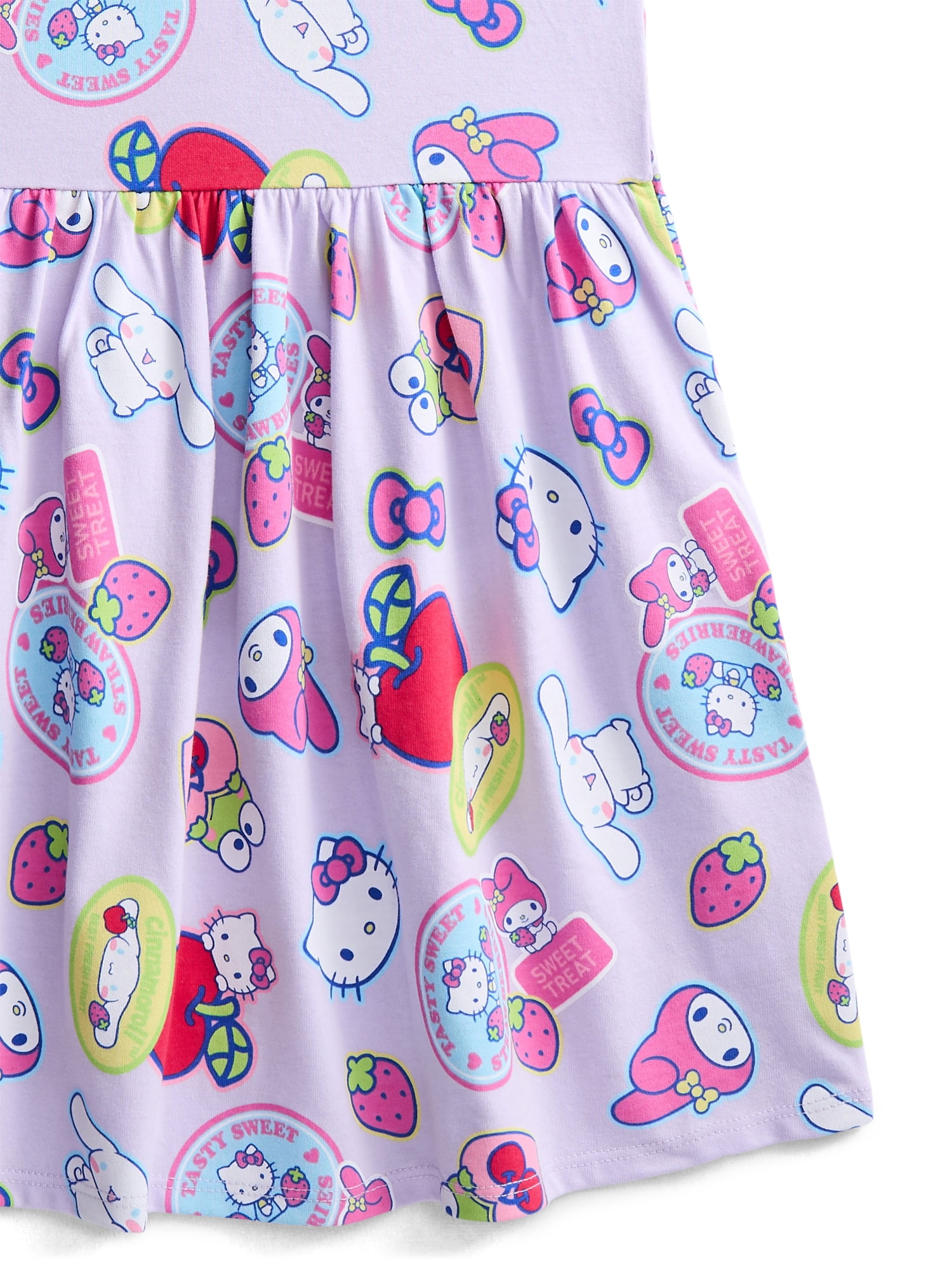 Hello Kitty and Friends Girls Allover Print Dress with Short Sleeves, Sizes 4-12