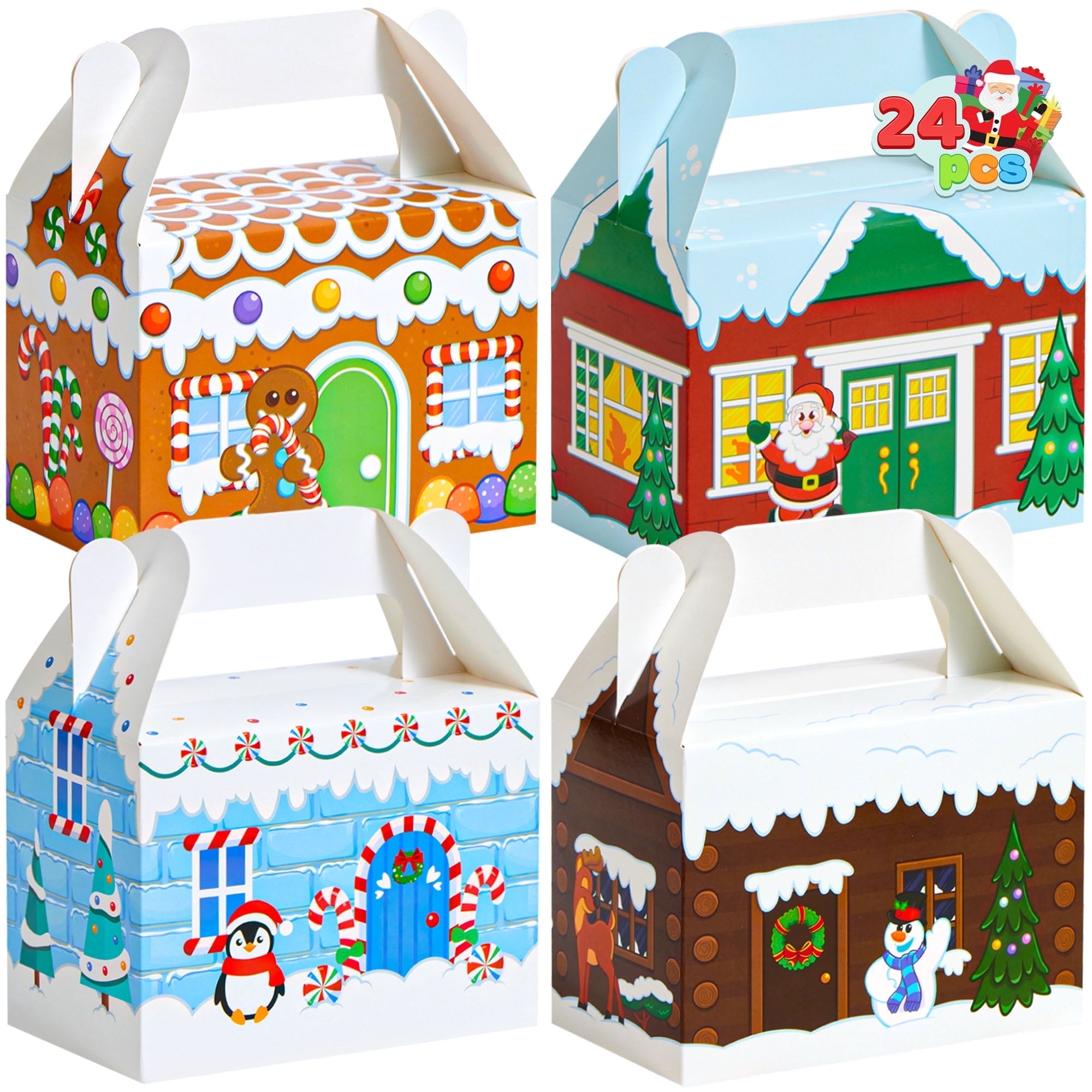 Joyfy 24-Piece 3D Christmas House Treat Boxes