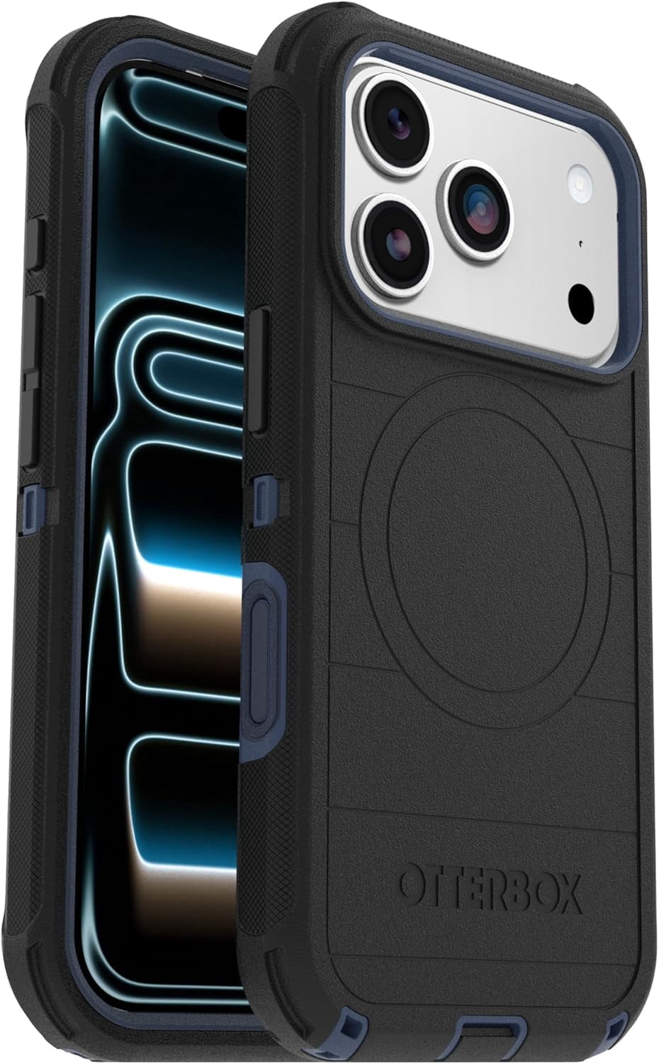OtterBox iPhone 17 Pro (Only) Bundle: Defender Series Case & Screen Protector - Black - Case Only - Snaps on MagSafe - Tough - Rugged & Durable - Non-Retail Packaging