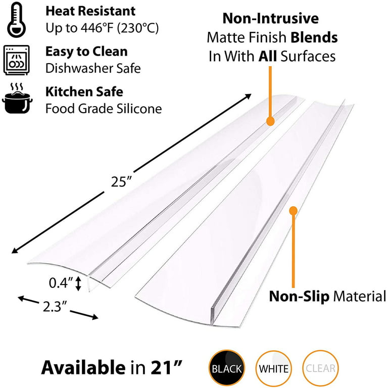 Stove Gap Covers (2 Pack), Heat Resistant Silicone Oven Gap Filler 25 -  Clear