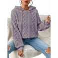 thumbnail image 3 of - Flannel Hooded Loose Pullover Sweater Winter Long Sleeve Warm Top Light  M, 3 of 8