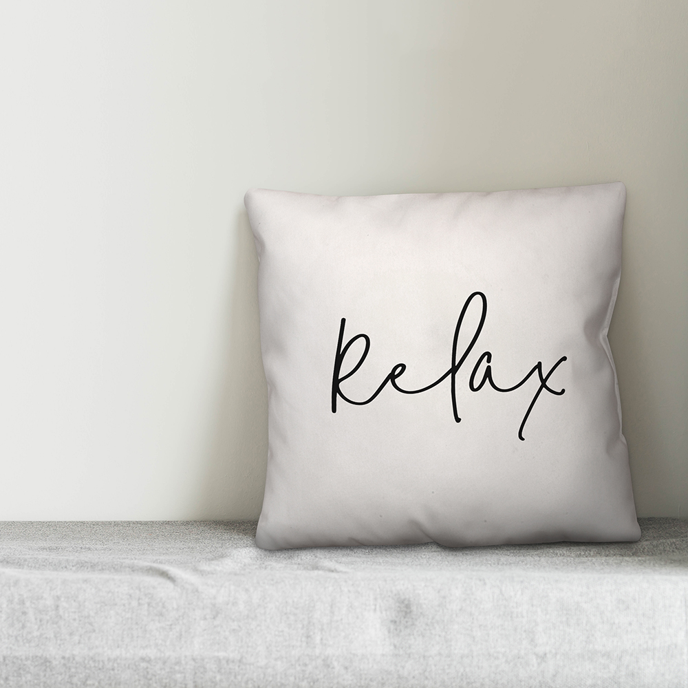 Creative Products Relax Script White and Black 16x16 Indoor / Outdoor Pillow