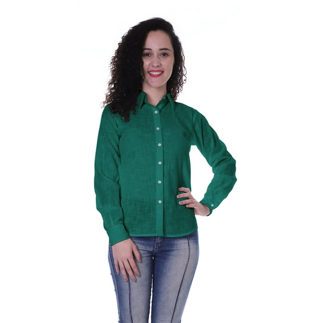 Moomaya Chemises à Manches Longues en Coton pour Femmes Tenues de Travail Formelles Unies