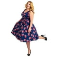 thumbnail image 5 of Miss Lavish London Women's Retro Navy Butterfly Swing Dress, 1950s Rockabilly Swing Dress, Vintage Midi Dress, 5 of 5