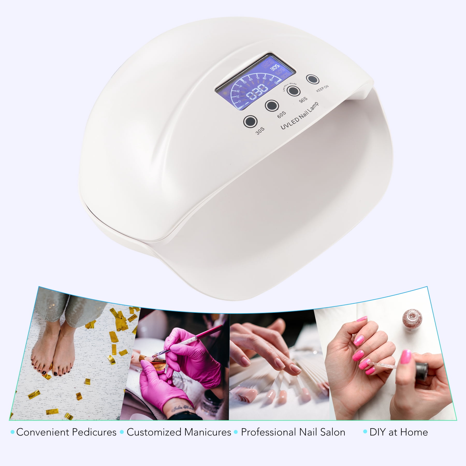 50W LED UV Nail Dryer Lamp with Timer & Sensors for Gel Nail Polish, White
