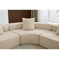 thumbnail image 3 of Modern Modular 3 Piece Couch Free Combination with Semicircular Modular Sofa, 4 Seater Curved Sofa with Upholstered for Living Room, Khaki, 3 of 9