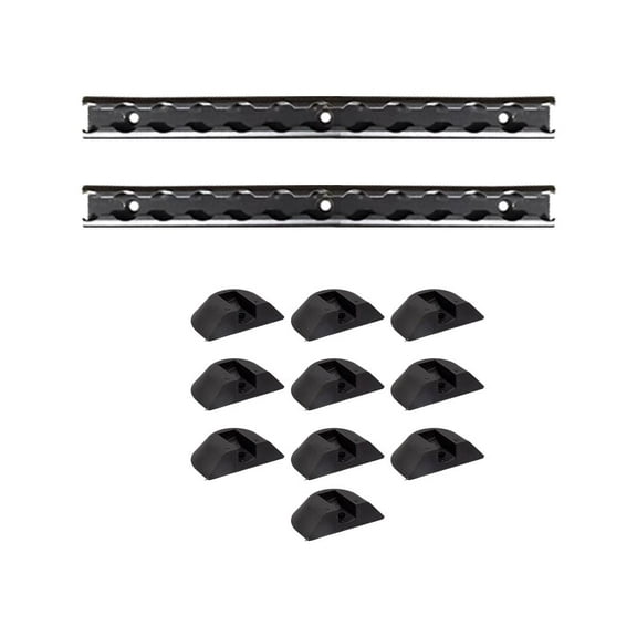1 Foot L-Track Black Powder Coated (2 Pack) w/ 10 Pack Domed-Shape End Cap for L-track Rails