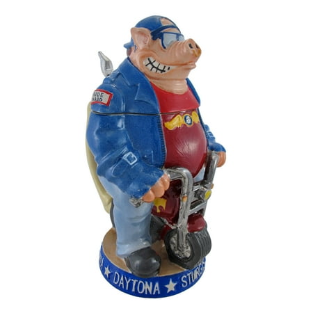 Collectible Stoneware Biker Hog Beer Stein with Lid