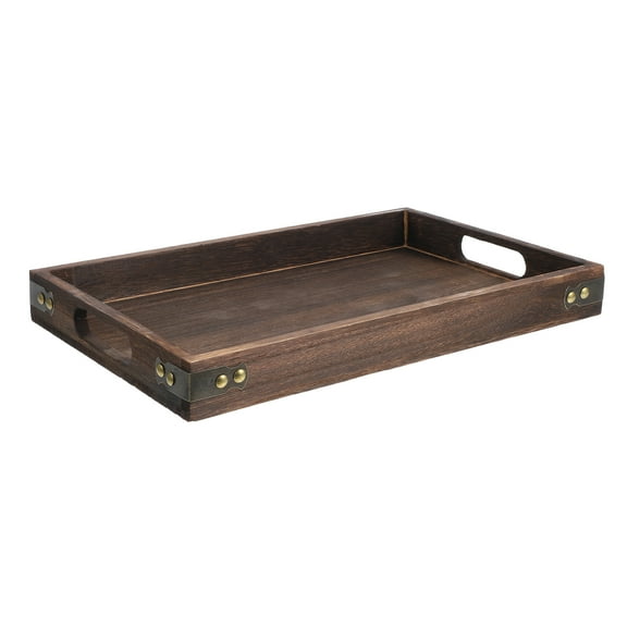BERTDOMD Wooden Tea Serving Tray with Double Handles, Snack and Tea Cup Tray for Kitchen and Dining