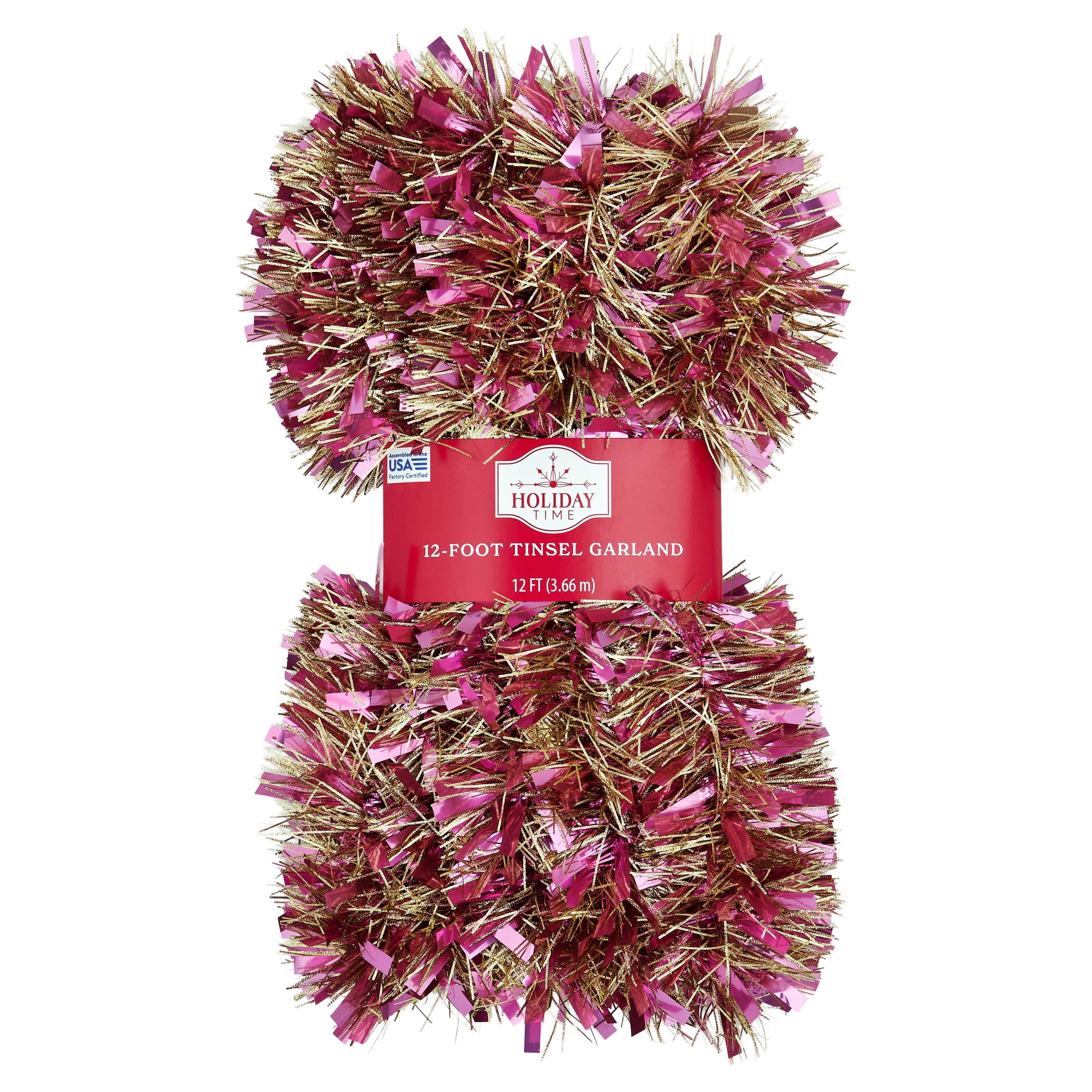 Tinsel Christmas Garland, Gold and Rose, 12', by Holiday Time