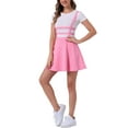 thumbnail image 2 of INSPIRE CHIC Women's Skirts Pleated Overall Gothic Elastic High Waist A-Line Kawaii Suspender Skirt XS Shiny Pink, 2 of 6