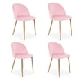 thumbnail image 1 of Sillas de Comedor de Terciopelo con Patas de Acero Acabado Tipo Madera Estilo Moderno - Sillas de Comedor Tapizadas Minimalista con Relleno Suave Set 4 Piezas Rosa, 1 of 5