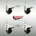 thumbnail image 2 of 3 Inch 316SS Hard Rubber Swivel 3/8 Inch Threaded Stem Caster Set Lock Brake SCC, 2 of 2