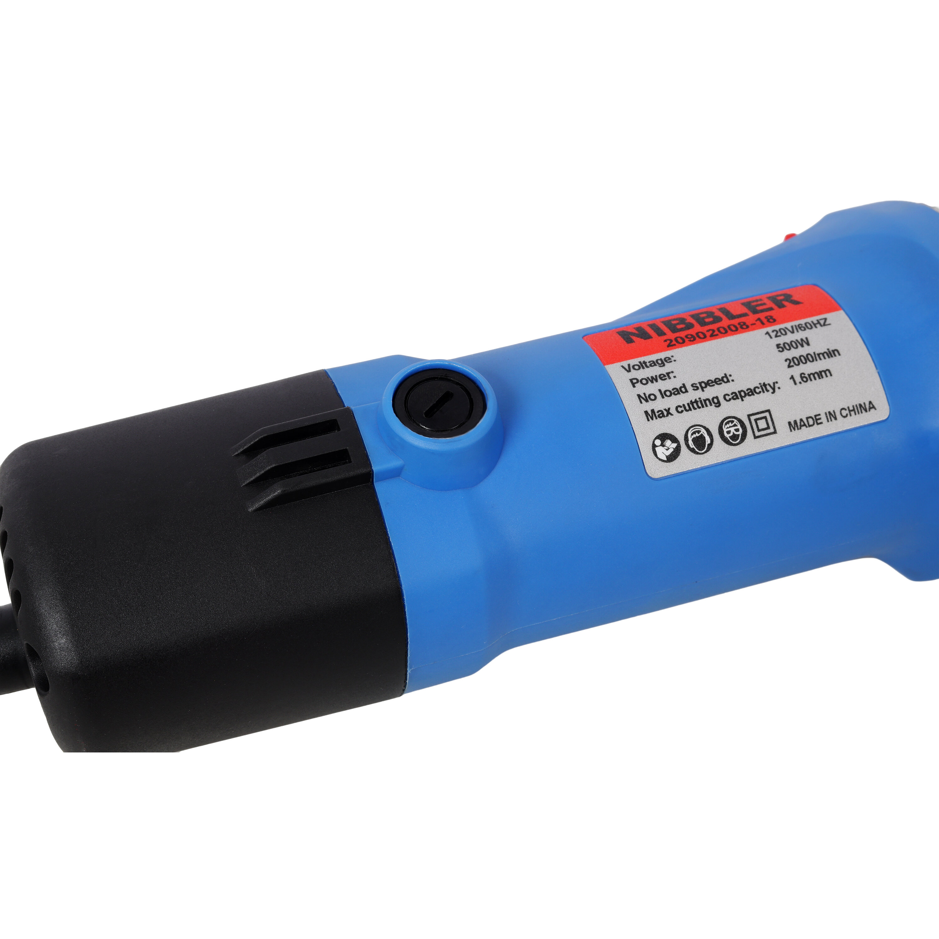 , Electric Sheet Metal Nibbler 16 Gauge Precision Metal Cutting Tool,360° Rotation Electric Cutter, Blue ,Plastic ,